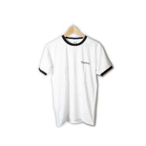 Mens Ringer T-Shirt - White with Black Rings & Logos