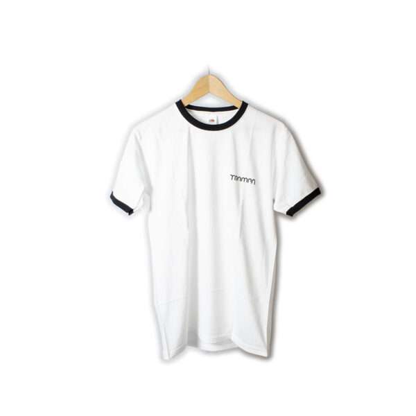 WHITE-WITH-BLACK-LOGO-&-PIPING-T-SHIRTS-CLOTHING